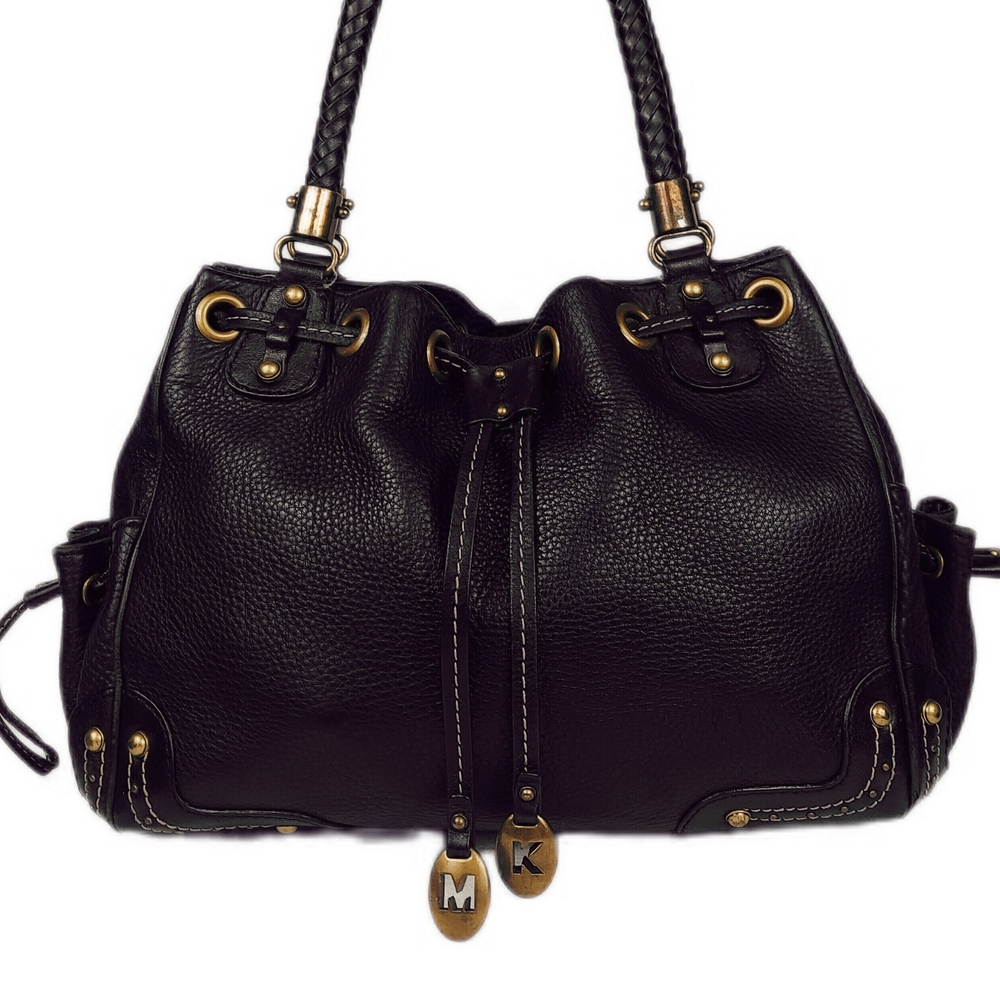 STUNNING! Michael Kors Iconic Vintage Leather Satchel w/Brass & Woven Handle